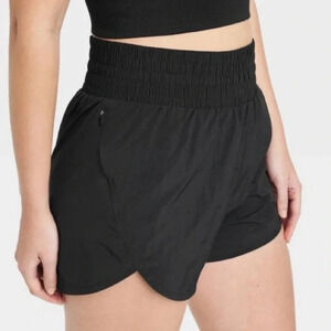all in motion solid lined black crinkle  shorts